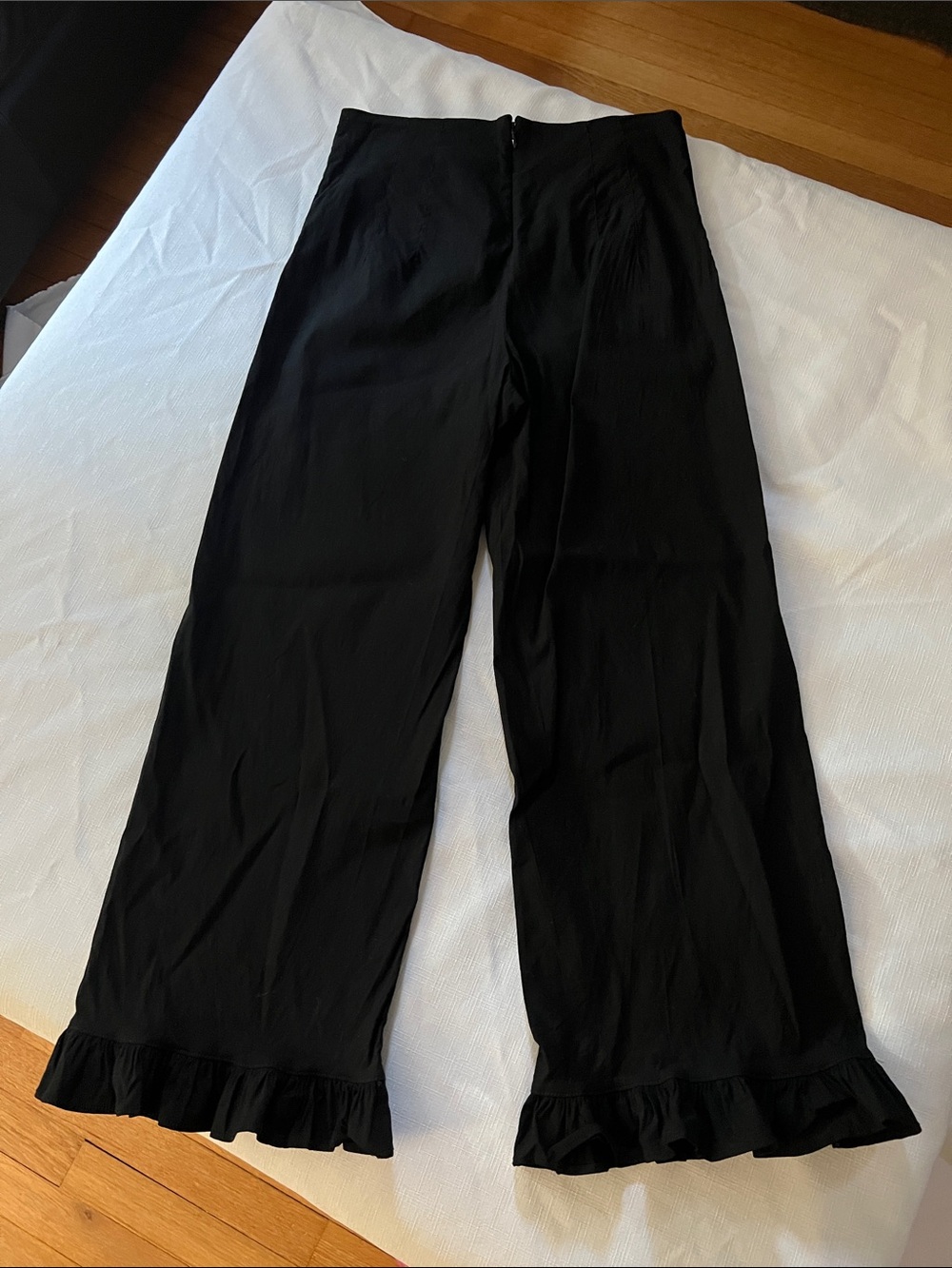 Maeve Black Wide-Leg Pants with Ruffle Hem - Picture 3 of 4